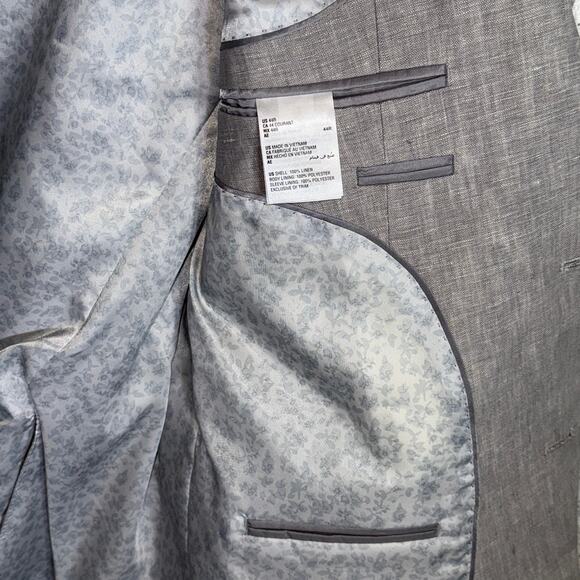 Bar III Men's Slim-Fit Chambray Linen Suit Jackets, grey 44R $360 - Picture 5 of 6